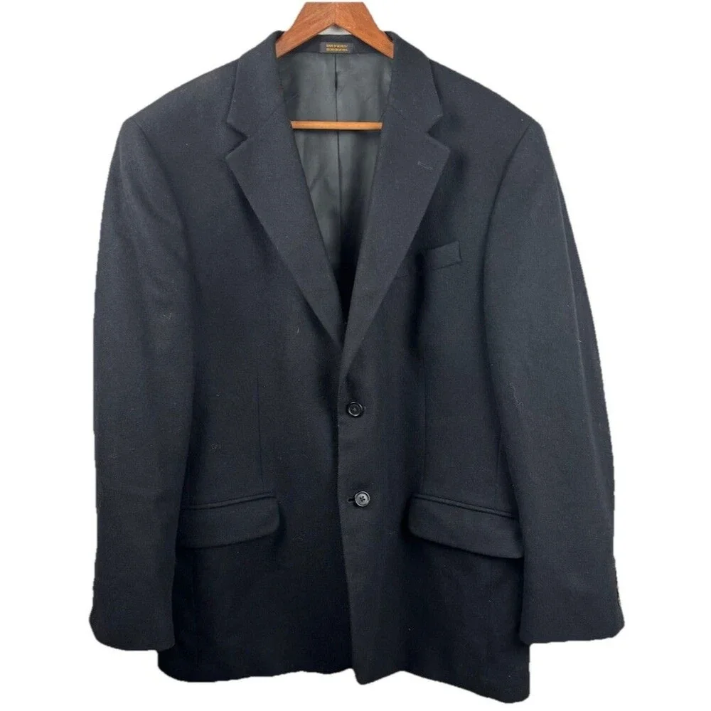 Stafford Wool & Camel Classic Fit Blazer Men 42R Black Business Wedding Event